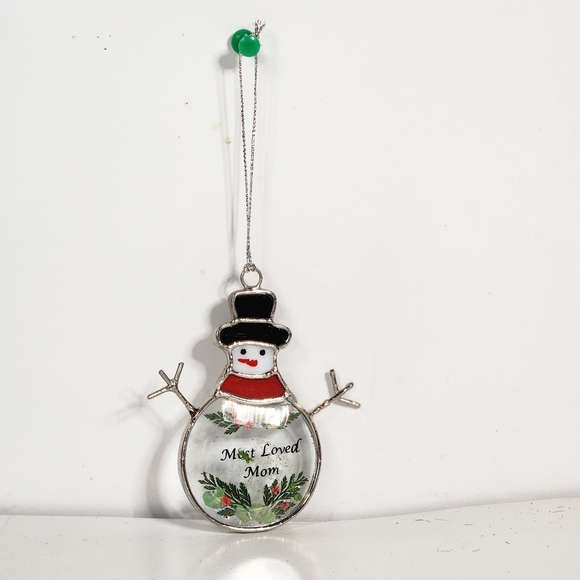 HAND NADE BEADED CHRISTMAS BELL ORNAMENT AND GLASS MOST LOVED MOM ORNAMENT - Picture 7 of 7